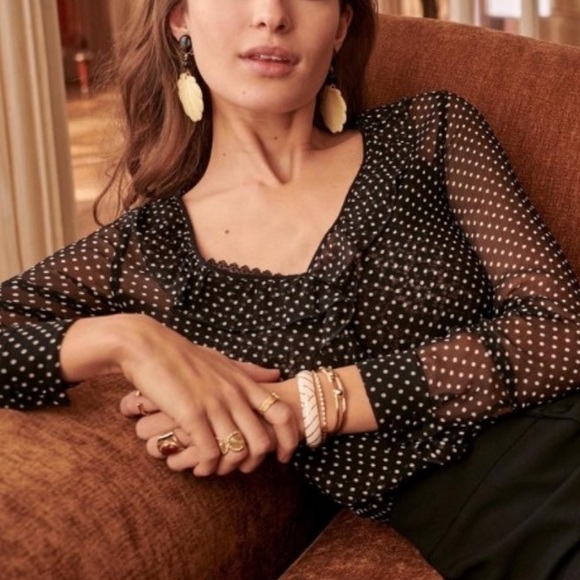 Sezane Capucine Silk Polka Dot Blouse - Picture 2 of 10